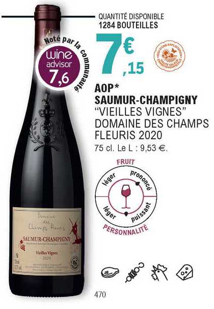 aop saumur-champigny "vieilles vignes" domaine des champs fleuris 2020