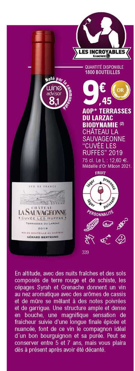 aop terrasses du larzac biodynamie châteu la sauvageonne "cuvée les ruffes" 2019