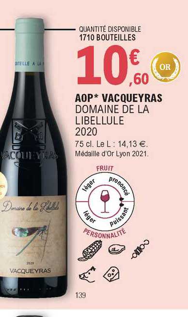 aop vacqueyras domaine de la libellule 2020