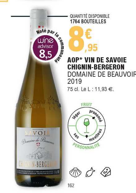 Aop Vin De Savoie Chignin-bergeron Domaine De Beauvoir 2019