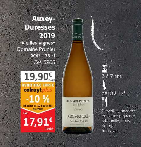 auxey-duresses 2019 "vieilles vignes" domaine prunier aop