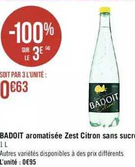 badoit aromatisée zest citron sans sucre