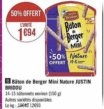 bâton de berger mini nature justin bridou