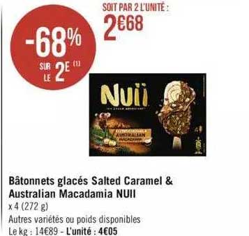 bâtonnets glacés salted caramel & australian macadamia nuii