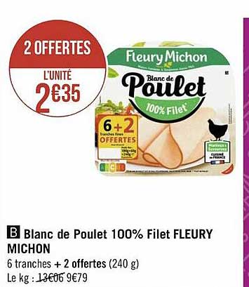 blanc de poulet 100% filet fleury michon