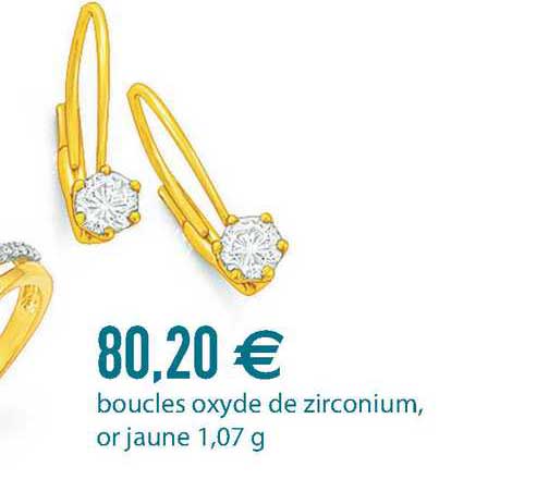 boucles oxyde de zirconium, or jaune 1,07 g