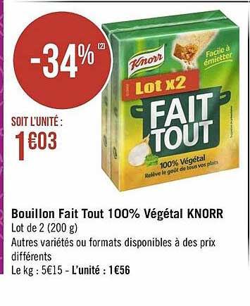 bouillon fait tout 100% végétal knorr