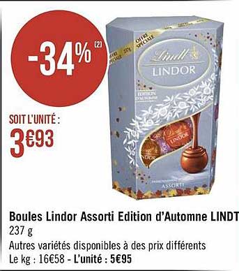 boules lindor assorti édition d'automne lindt