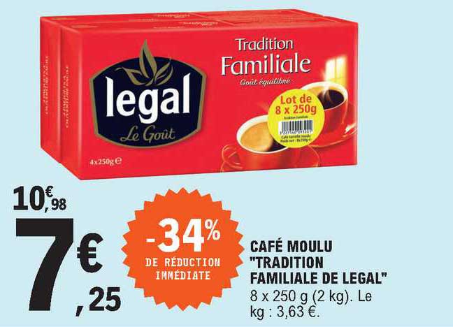 Café Moulu "tradition Familiale De Legal"