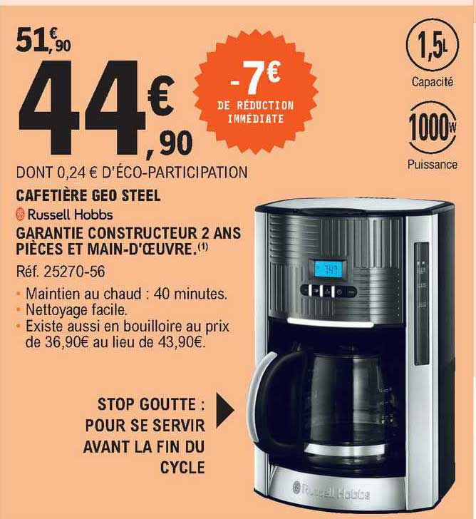 cafetière geo steel russell hobbs