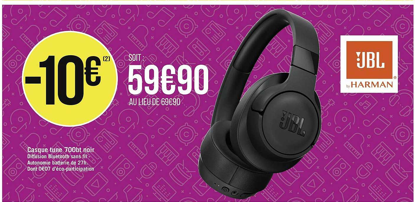 casque tune 700bt noir jbl by harman