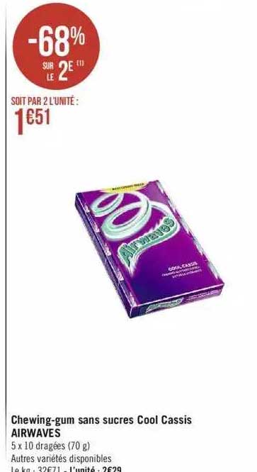 chewing-gum sans sucres cool cassis airwaves