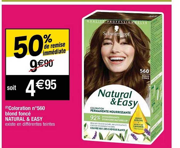 coloration n°560 blond foncé natural & easy 50% de remise immédiate