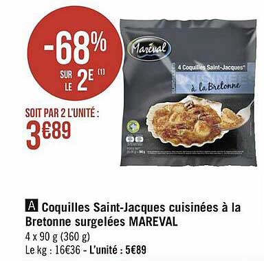coquilles saint-jacques cuisinées à la bretonne surgelées mareval