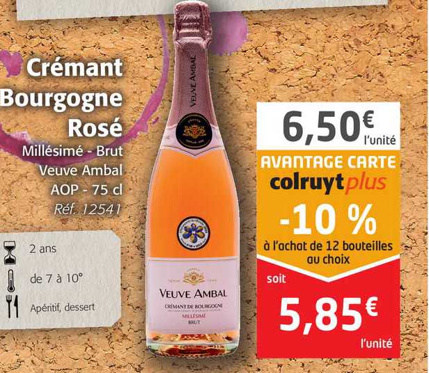 crémant bourgogne rosé millésimé - brut veuve ambal aop