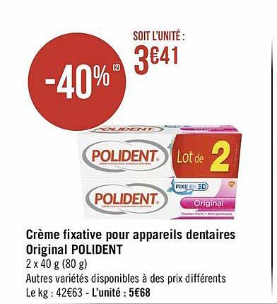crème fixative pour appareils dentaires original polident