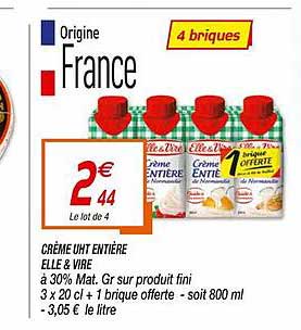 Crème Uht Entière Elle & Vire