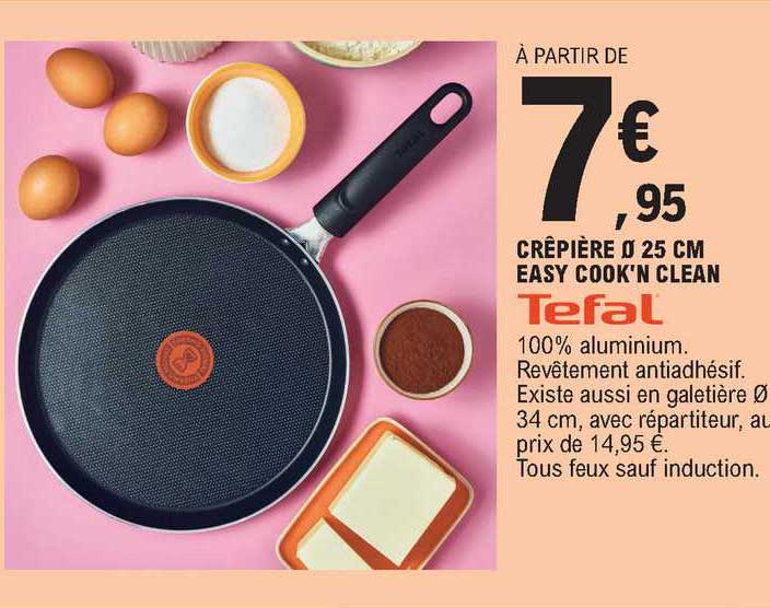 crêpière ø 25 cm easy cook'n clean tefal