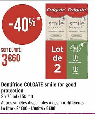 dentifrice colgate smile for good protection