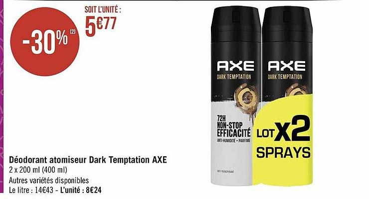 déodorant atomiseur dark temptation axe