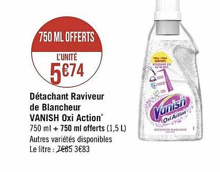 détachant raviveur de blancheur vanish oxi action