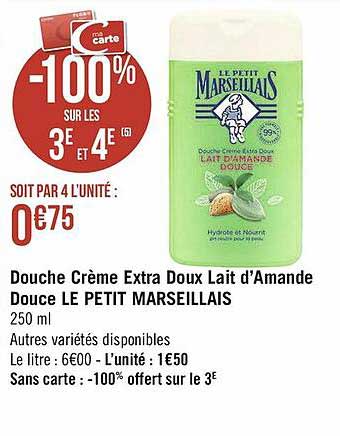 douche crème extra doux lait d'amande douce le petit marseillais