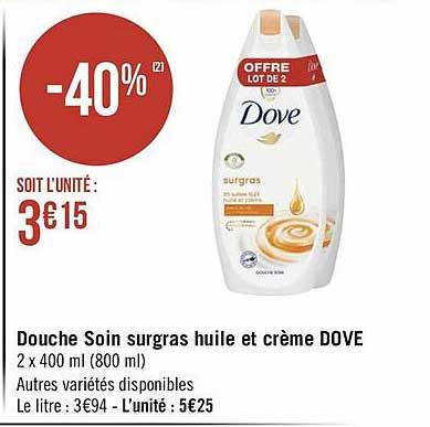douche soin surgras huile et crème dove