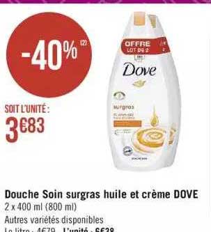 douche soin surgras huile et crème dove
