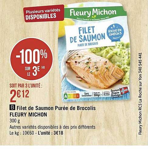filet de saumon purée de brocolis fleury michon