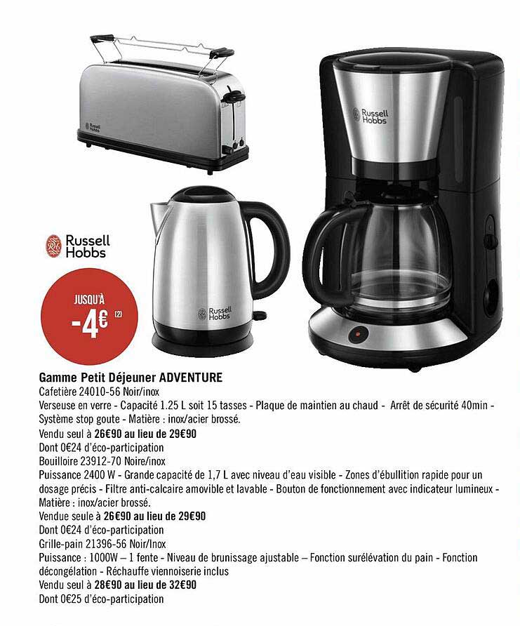 gamme petit déjeuner adventure russell hobbs