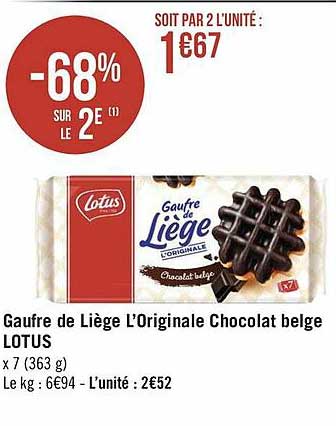 Gaufre De Liège L'originale Chocolat Belge Lotus