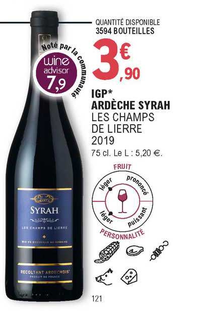 igp ardèche syrah les champs de lierre 2019