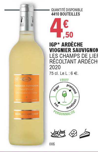 igp ardèche viognier sauvignon les champs de lier récoltant ardèche 2020