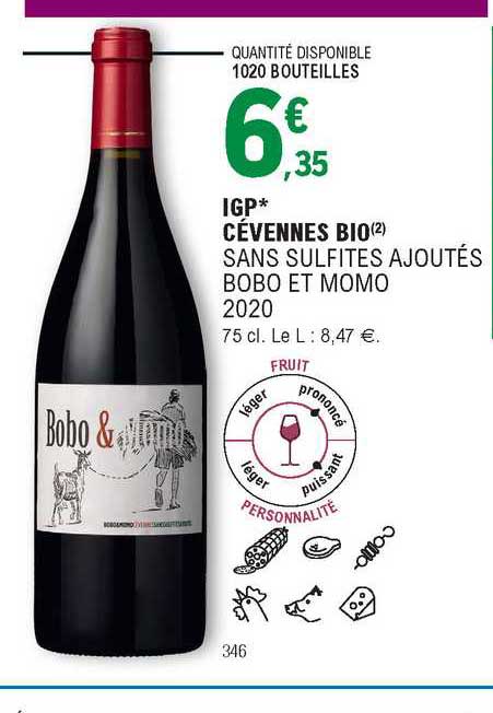 igp cévennes bio sans sulfites ajoutés bobo et momo 2020