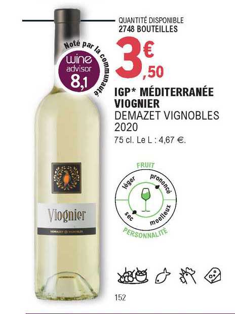 igp méditerranée viognier demazet vignobles 2020