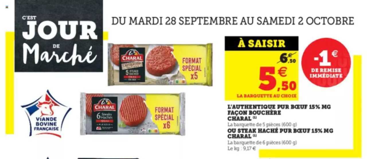 l'authentique pur bœuf 15% mg façon bouchère charal ou steak haché pur bœuf 15% mg charal