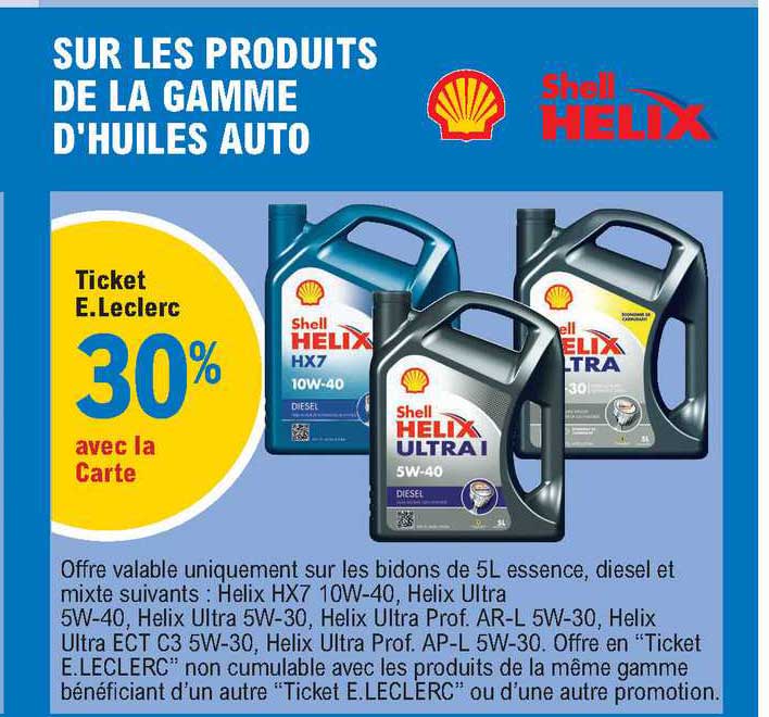 la gamme d'huiles auto shell helix