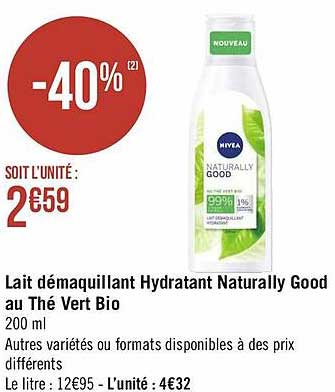 lait démaquillant hydratant naturally good au thé vert bio