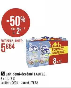 lait demi-écrémé lactel