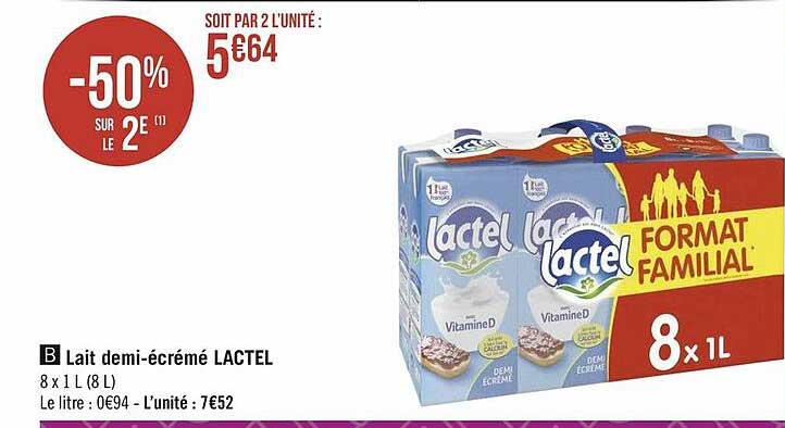 lait demi-écrémé lactel
