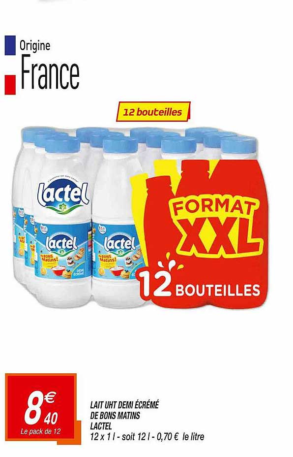 lait uht demi écrémé de bons matins lactel