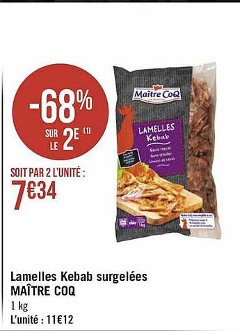 lamelles kebab surgelées maître coq