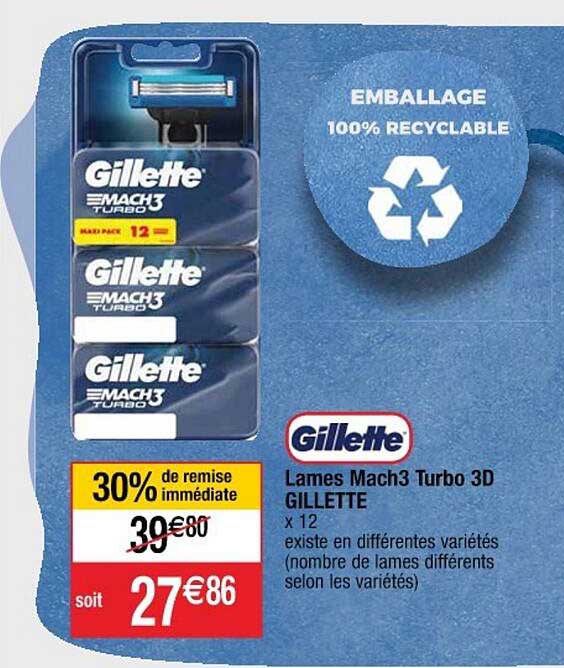 lames mach3 turbo 3d gillette