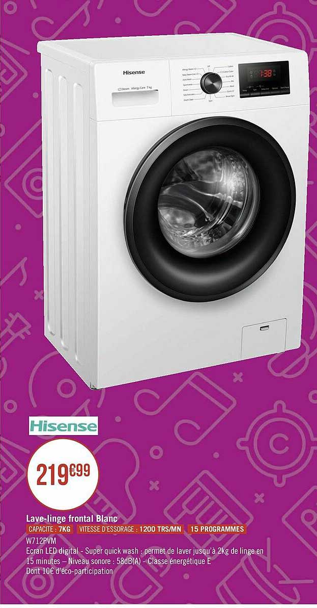 lave-vaisselle frontal blanc hisense