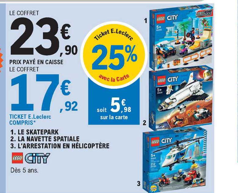 le skatepark, la navette spatiale, l'arrestation en hélicoptère lego city