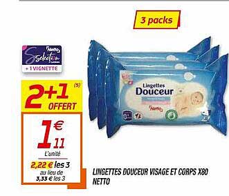 lingettes douceur visage et corps x80 netto