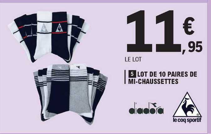 lot de 10 paires de mi-chaussettes