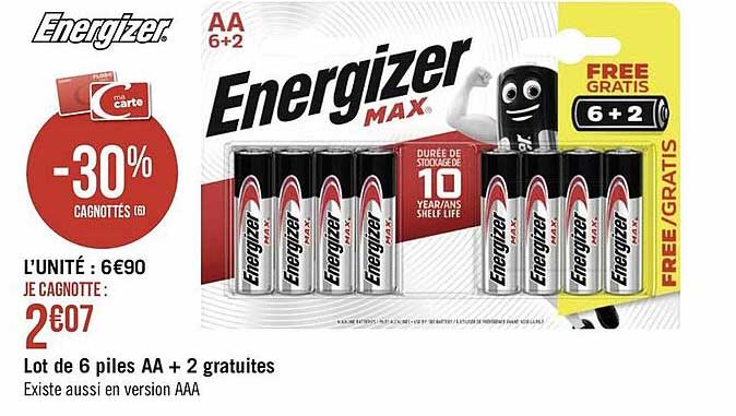 Lot De 6 Piles Aa + 2 Gratuites