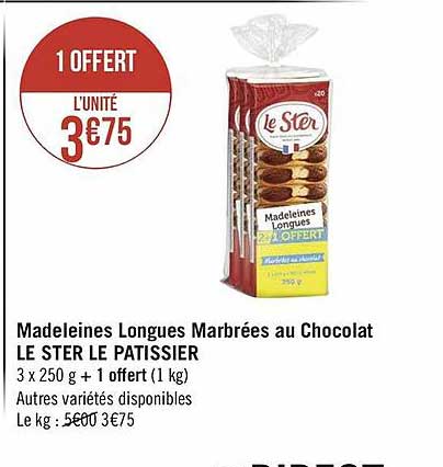 Madeleines Longues Marbrées Au Chocolat Le Ster Le Pâtissier