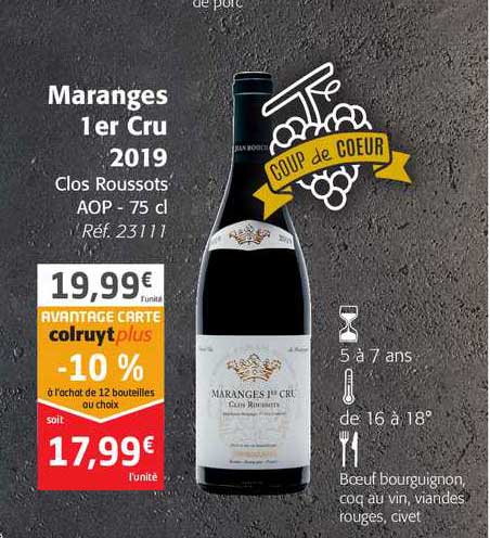 maranges 1er cru 2019 clos roussots aop